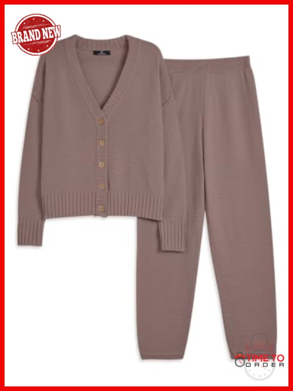 Women 2 Piece Sweater Lounge Set Oversized Cardigan Tapered Pants Cotton Blend
